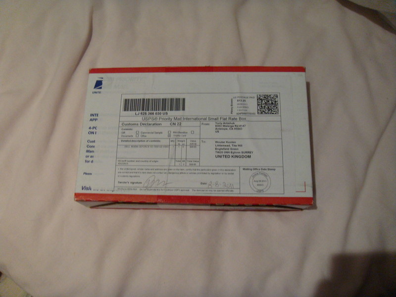 Vandaag kwam mijn nieuwe videokaart per post. Stevig verpakt in een kartonnen doosje van United States Postal Service.